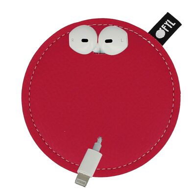 Soporte para auriculares antienredos OFYL / fabricado en Francia / símil piel RASPBERRY