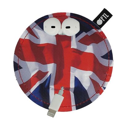 OFYL anti-tangle headphone organizer printed with English flag