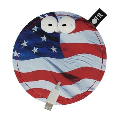 OFYL anti-tangle cord organizer printed with USA flag