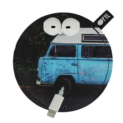 OFYL anti-tangle headphone organizer printed COMBI VW BLUE