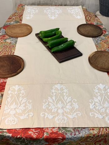 CHEMIN DE TABLE, BLANC chemin de table tradition 4
