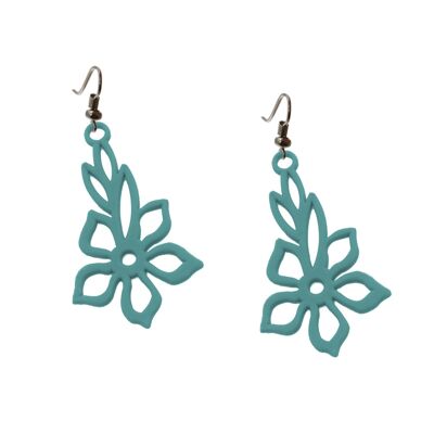 Tiare Flower Earrings - turquoise