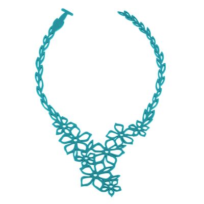 Long Tiare Flower Necklace - turquoise