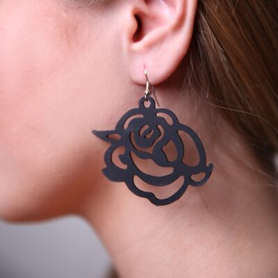 Pendientes Rosa Japonesa - modelo redondo