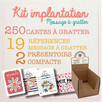 Kit d'implantation - 250 cartes à gratter ( uniquement messages à gratter )& 2 présentoirs compacts