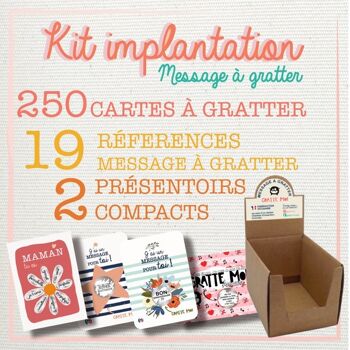 Kit d'implantation - 250 cartes à gratter ( uniquement messages à gratter )& 2 présentoirs compacts 1