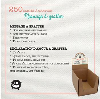 Kit d'implantation - 250 cartes à gratter ( uniquement messages à gratter )& 2 présentoirs compacts 3