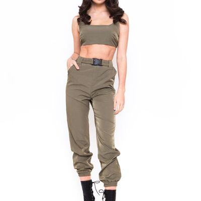 Khaki Utility Co-ord Crop Top