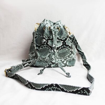 Dark Grey Snake Mini Bucket Bag