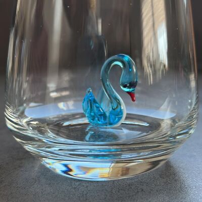Vaso de agua Cisne azul de Murano