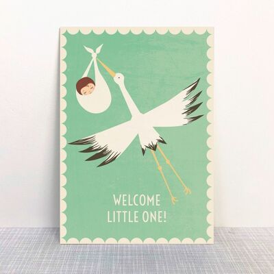 Postkarte Welcome little one green