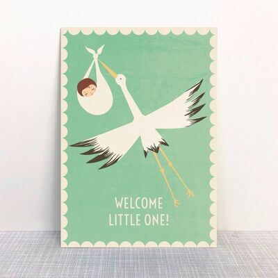Postcard Welcome little one green