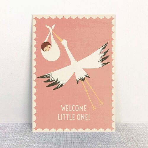 Postkarte Welcome little one red