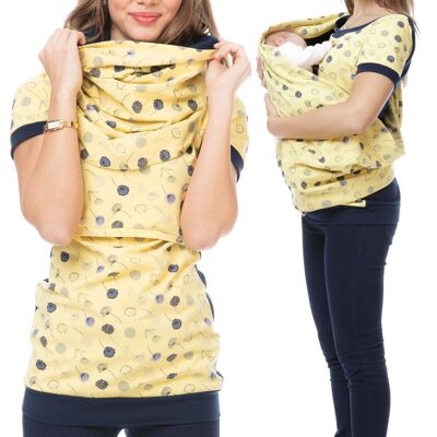 Umstandsshirt, Stillshirt + Stilltuch #Set Gelb mit Pusteblumenmuster + Marine
