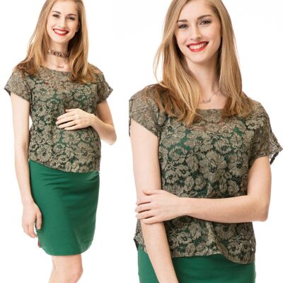 Umstandskleid, Stillkleid + Stillshirt #Set Olivgrün + grün