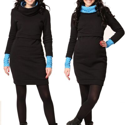 Umstandskleid, Stillkleid #3in1 Marine mit weißen Punkten auf blau