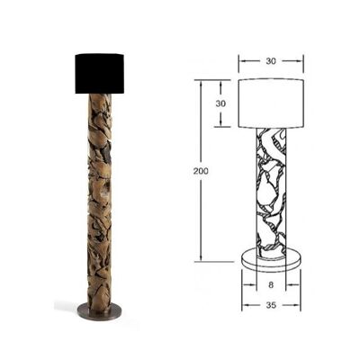 Treibholz Stehlampe XILON black | Höhen: 115 cm, 145 cm und 200 cm - 200 cm