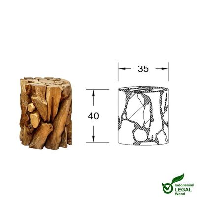 Teak Holz Säule XILON rund - Ø 35 cm x Höhe 40 cm