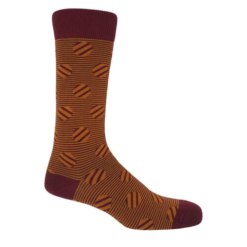 Polka Stripe Men's Socks - Garnet