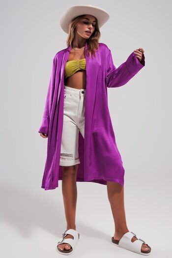 Kimono en satin violet 3