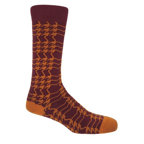 Houndstooth Men's Socks - Garnet