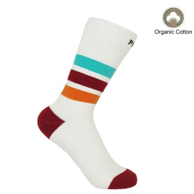 Striped Organic Women's Sport Socks - White