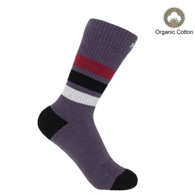 Striped Organic Women's Sport Socks - Mauve
