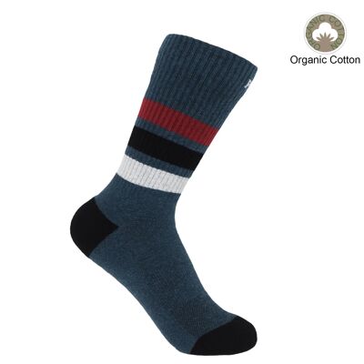 Striped Organic Women's Sport Socks - Navy