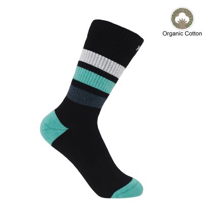 Striped Organic Women's Sport Socks - Black