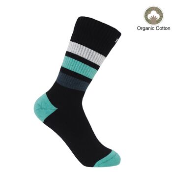 Chaussettes Sport Femme Rayées Bio - Noir 1