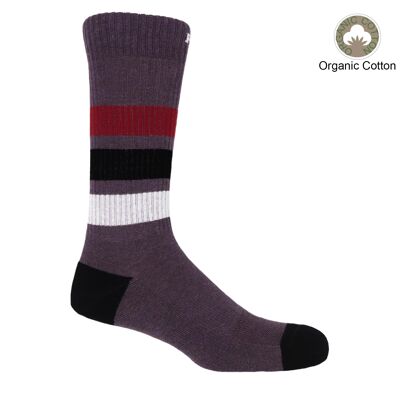 Chaussettes de sport rayées bio pour hommes - Mauve