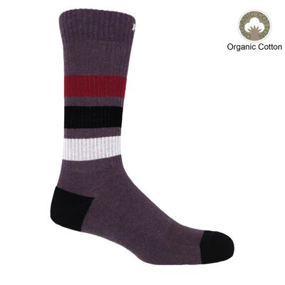 Striped Organic Men's Sport Socks - Mauve