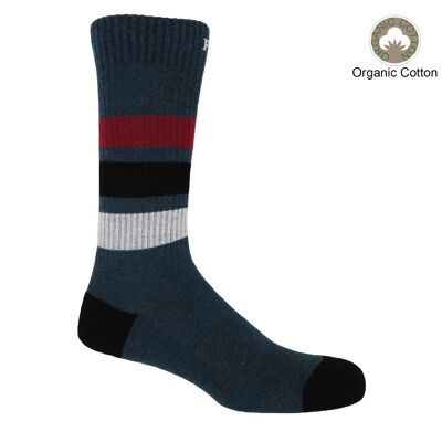 Striped Organic Men's Sport Socks - Navy