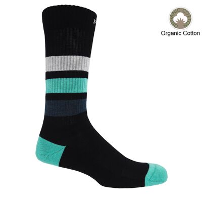 Calcetines deportivos para hombre orgánico a rayas - Negro