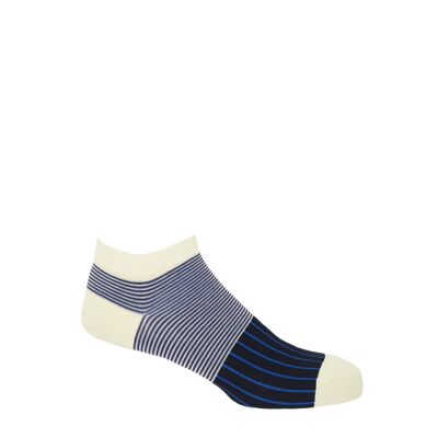 Oxford Stripe Men's Trainer Socks - Black