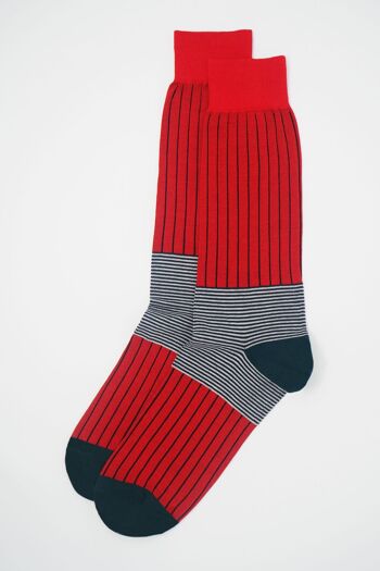 Chaussettes Homme Oxford Stripe - Scarlet 2