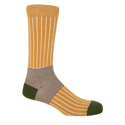 Oxford Stripe Herren Socken - Senf