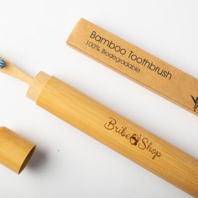 Étui de voyage pour brosses à dents en bambou