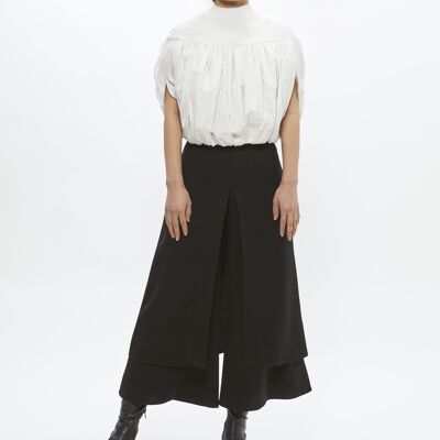 BLACK CREPE SKIRT WITH TROUSERS