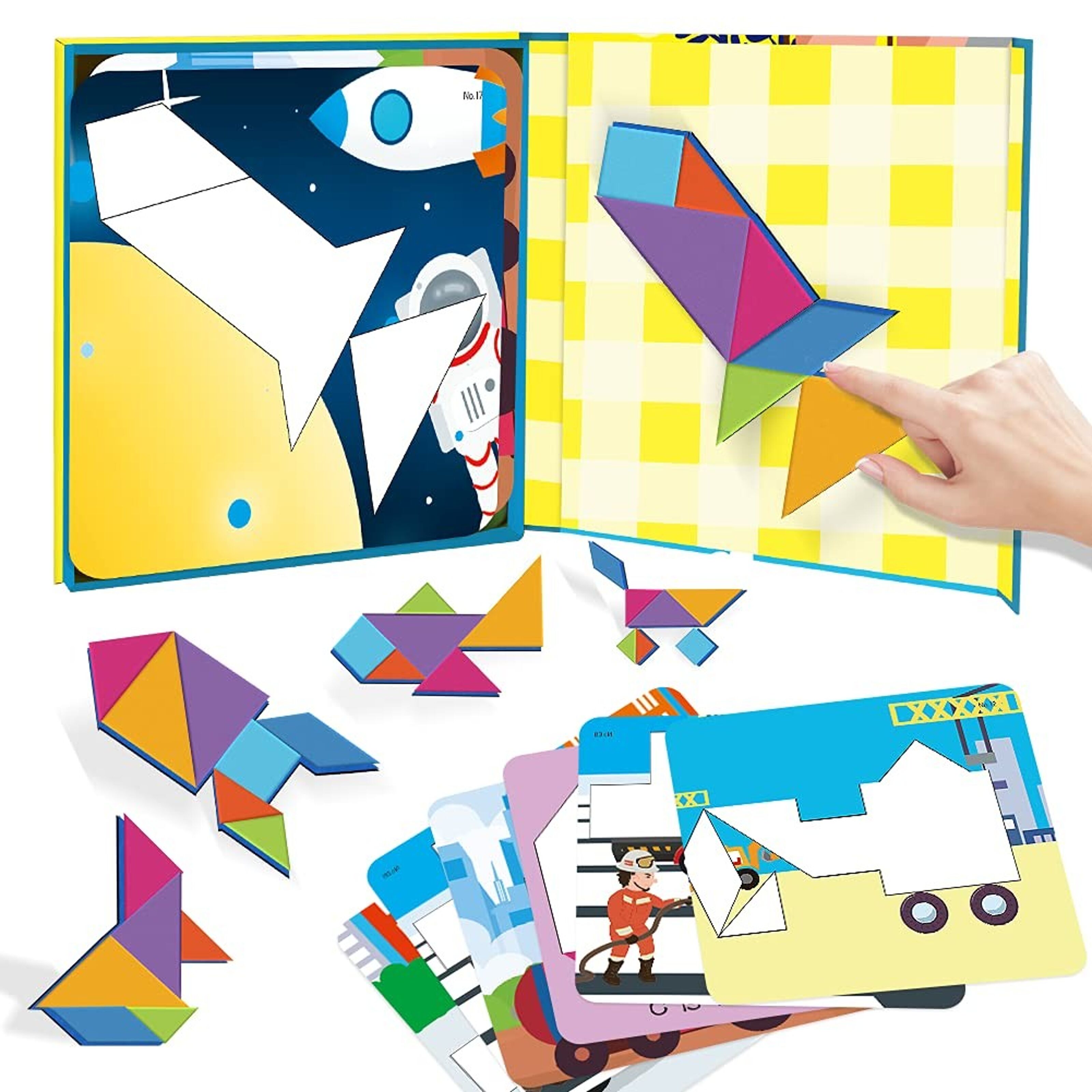 Tangrams Pattern Block, 7 Pcs Géométrie d'entraînement magnétique Tangram  Puzzle pour enfant Défi d'apprentissage préscolaire Iq Éducatif