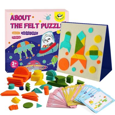 Filz-Geschichtenbrett für Kleinkinder, geometrisches Muster, Flanell-Bastel-Puzzle-Kit, Lern- und Bildungsspielzeug für Kinder, Fantasie und kreative Aktivität, Reise-Spielset für Jungen und Mädchen – Spielzeug und Basteln