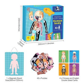 Puzzle modèle du corps humain pour les enfants, 48 pièces Puzzles magnétiques Ensemble de jeu d'anatomie humaine, Jouets pour aider les enfants à apprendre le corps humain - Jouets éducatifs pour 3 4 5 6 7 8 ans (corps humain) - Jouets et artisanat 6
