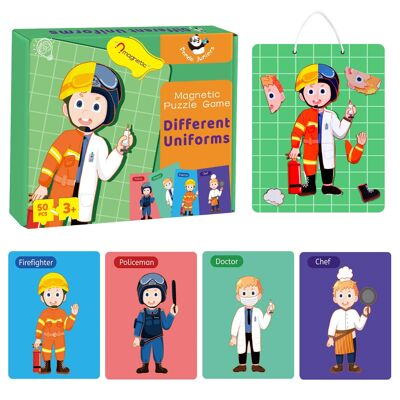 Occupations Magnetic Dress-Up Dolls Set da gioco finta, Job People Dress up Game Bambola di carta per bambini, Attività di apprendimento Prek Giocattoli educativi per bambini di 3-8 anni - Giocattoli e artigianato