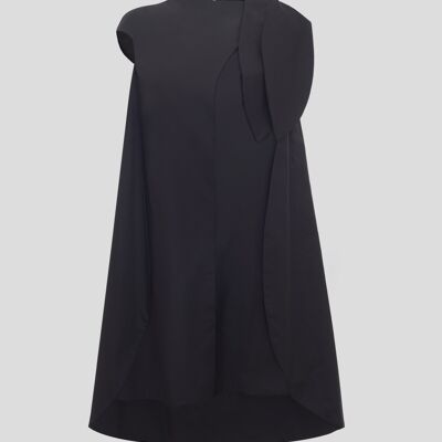 BLACK PETALO SHIRT DRESS