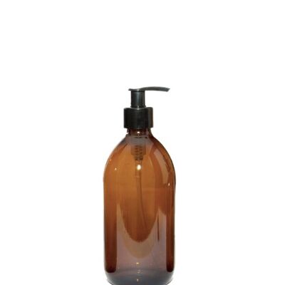 Amber glass soap dispenser 250 ml with pump