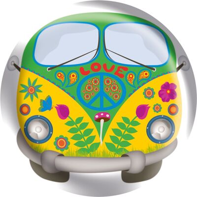 Button Hippie Bus