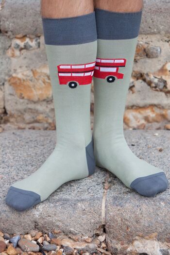 Chaussettes Homme London Bus - Sage 4