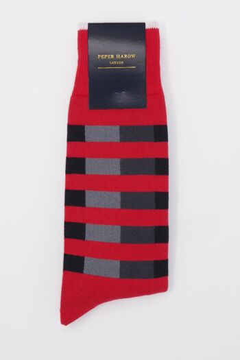 Chaussettes Homme Quad Stripe - Rouge 2