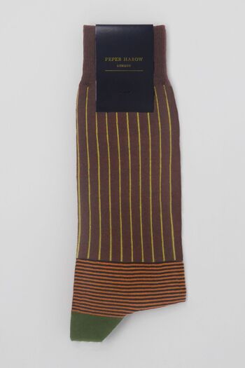 Chaussettes Homme Oxford Stripe - Marron 2