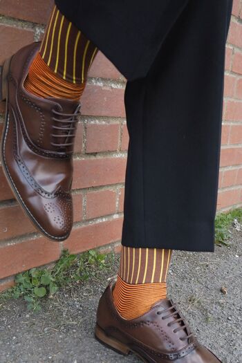 Chaussettes Homme Oxford Stripe - Marron 3